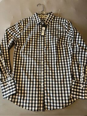 Banana Republic Riley Tailored Fit Size 4 Women’s White/Black Check Shirt, new